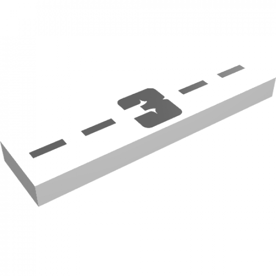 Tile 1 x 4 with '- - 3 - -' Pattern
