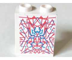 Panel 1 x 2 x 2 - Hollow Studs with Red Lines over Blue Beetle Pattern (Sticker) - Set 4744