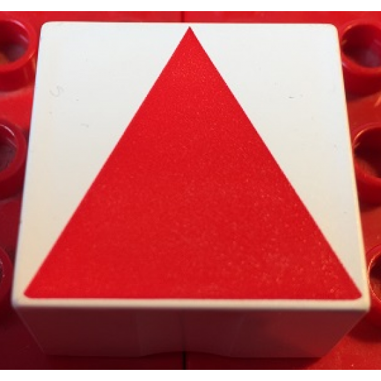 Duplo, Tile 2 x 2 x 1 with Shape Red Isosceles Triangle Pattern