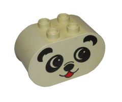 Duplo, Brick 2 x 4 x 2 Rounded Ends with Panda Face Type 1 (colored) Pattern