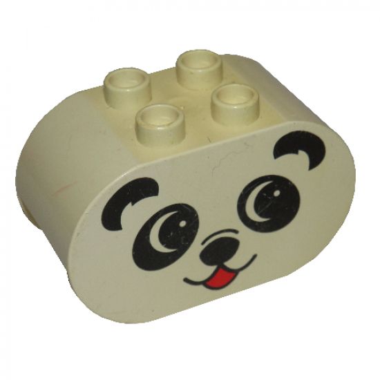 Duplo, Brick 2 x 4 x 2 Rounded Ends with Panda Face Type 1 (colored) Pattern