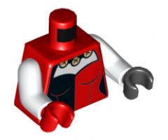 Torso Batman Female Outline with Black and Red Corset Top and Necklace with Bells Pattern / White Arms / Black Hand Left / Red Hand Right