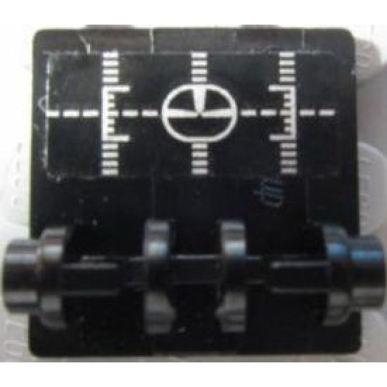 Hinge Brick 2 x 2 Top Plate with Silver Head-Up Display (HUD) on Black Background Pattern (Sticker) - Set 7753