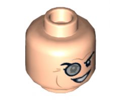 Minifigure, Head Glasses with Monocle, Raised Right Eyebrow, Wrinkles, Smile Pattern (Penguin) - Hollow Stud
