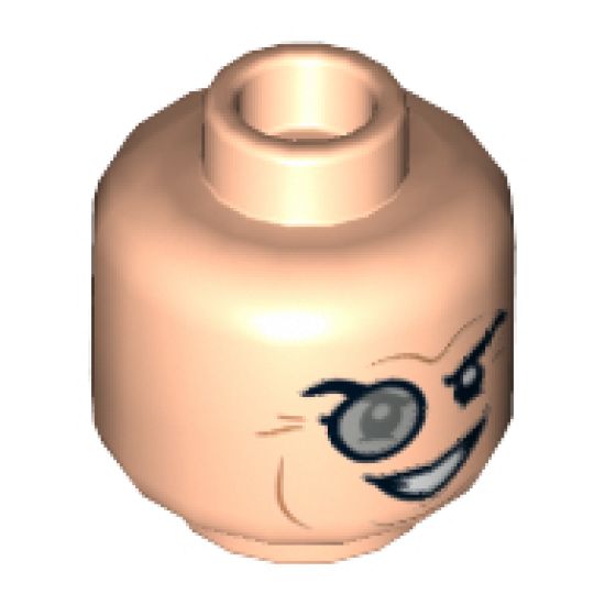 Minifigure, Head Glasses with Monocle, Raised Right Eyebrow, Wrinkles, Smile Pattern (Penguin) - Hollow Stud