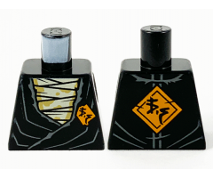 Torso Tunic over Tan Bandages, Orange Diamond with Black Ninjago Logogram 'VS' on Lapel and Back Pattern