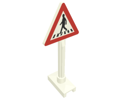 Road Sign Triangle with Pedestrian Crossing 1 Person in Crosswalk Pattern