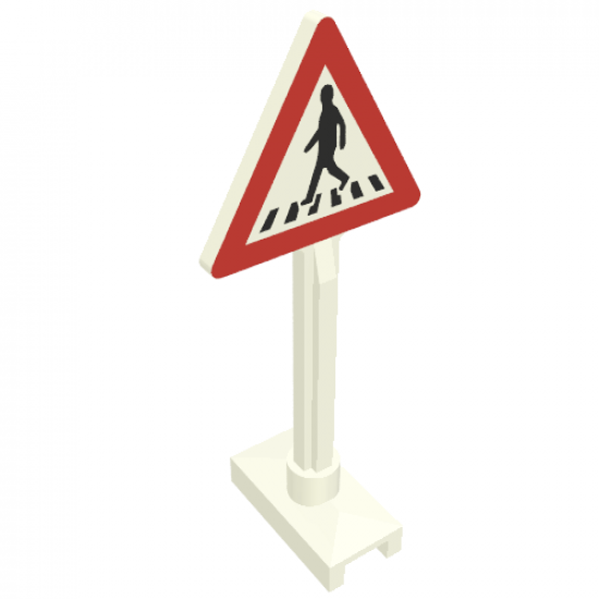 Road Sign Triangle with Pedestrian Crossing 1 Person in Crosswalk Pattern