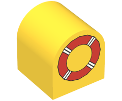 Duplo, Brick 2 x 2 x 2 Curved Top with Life Preserver Pattern