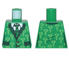 Torso Suit with Pockets, Tie, Shirt and Bright Green Question Marks Pattern