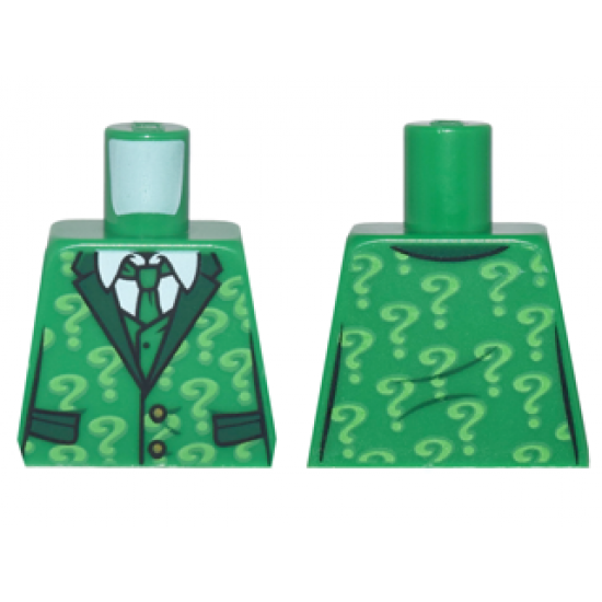 Torso Suit with Pockets, Tie, Shirt and Bright Green Question Marks Pattern