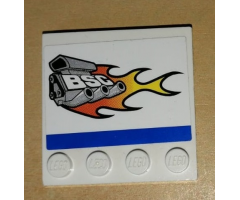 Tile, Modified 4 x 4 with Studs on Edge with Engine, Flame and 'BSC' Pattern Model Left Side (Sticker) - Set 8154