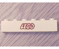 Brick 1 x 6 with Lego Logo Open O Style Red Outline Pattern