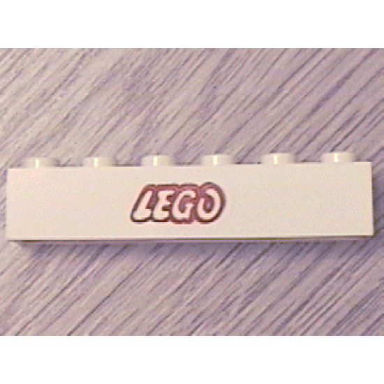Brick 1 x 6 with Lego Logo Open O Style Red Outline Pattern