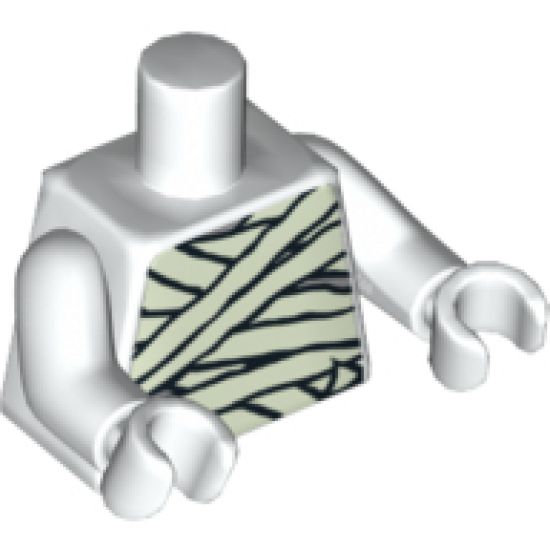 Torso Mummy Wrapping Bandages Glow In Dark Pattern / White Arms / White Hands