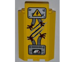 Panel 3 x 3 x 6 Corner Wall without Bottom Indentations with Electricity Danger Sign, 2 Ripped Cables, 'DANGER' and Gauge Pattern (Sticker) - Set 5887