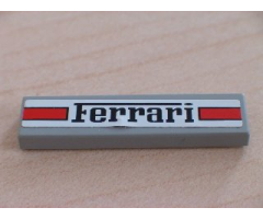 Tile 1 x 4 with 'Ferrari' and Red Stripes on White Background Pattern (Sticker) - Set 2556