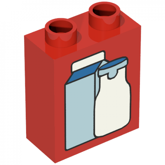 Duplo, Brick 1 x 2 x 2 with Carton and Bottle Pattern