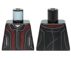 Torso Vest with Collar, Dark Red Panels and Pockets with Silver Zippers Pattern