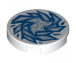 Tile, Round 2 x 2 with Bottom Stud Holder with Blue and Bright Light Blue Fractured Ice Pattern