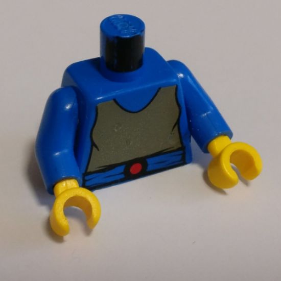Torso SW Dark Gray Shirt, Blue Belt with Red Buckle Pattern (Padme) / Blue Arms / Yellow Hands