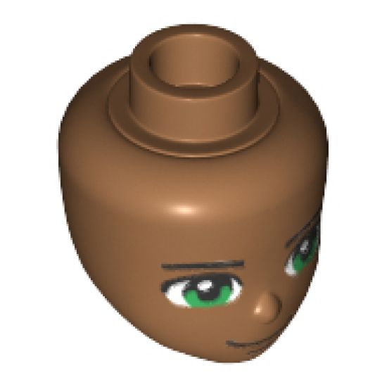 Mini Doll, Head Friends Male with Green Eyes, Black Eyebrows and Closed Mouth Smile Pattern