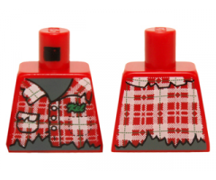 Torso Plaid Shirt Ripped with Buttons and 'Kel' on Chest, Dark Bluish Gray Skin Pattern