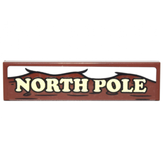 Tile 1 x 4 with 'NORTH POLE', Wood Grain and Snow Overhang on Transparent Background Pattern (Sticker) - Set 10245