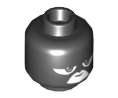 Minifigure, Head Dual Sided Female White Eyes and White Mouth Area, Neutral / Angry Pattern (Raven) - Hollow Stud