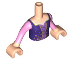 Mini Doll, Torso Friends Girl Medium Lavender Top with Dark Purple Jacket and Lacing Pattern, Light Nougat Arms with Hands with Bright Pink Sleeves