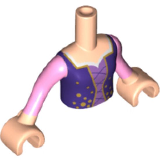 Mini Doll, Torso Friends Girl Medium Lavender Top with Dark Purple Jacket and Lacing Pattern, Light Nougat Arms with Hands with Bright Pink Sleeves