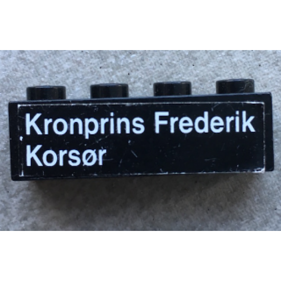 Brick 1 x 4 with 'Kronprins Frederik Korsør' Pattern, 'Korsør' on Left (Sticker) - Set 1660