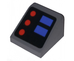 Slope 30 1 x 1 x 2/3 with Red and Blue Buttons Pattern (Sticker) - Set 10179