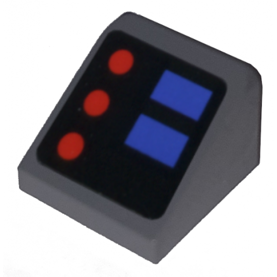 Slope 30 1 x 1 x 2/3 with Red and Blue Buttons Pattern (Sticker) - Set 10179