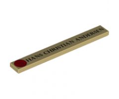 Tile 1 x 8 with 'HANS CHRISTIAN ANDERSEN' and Minifigure Outline in Red Circle Pattern