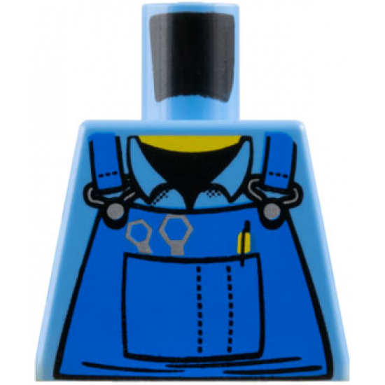 Torso Mechanic Shirt with Blue Overalls, Tools in Pocket Pattern