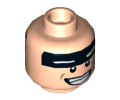 Minifigure, Head Dual Sided Black Headband with Squinted Batman Eyes, Smile / Scared Pattern - Hollow Stud