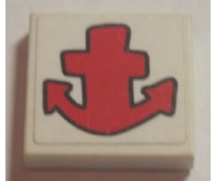 Tile 2 x 2 with Red Anchor Pattern (Sticker) - Set 3832