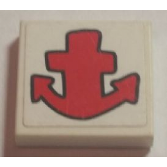 Tile 2 x 2 with Red Anchor Pattern (Sticker) - Set 3832