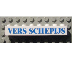 Brick 1 x 8 with Blue 'VERS SCHEPIJS' Text Pattern (Sticker) - Set 1592 (Dutch Version)