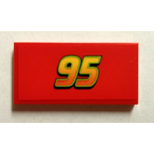 Tile 2 x 4 with '95' Small Font Pattern (Sticker) - Set 8206