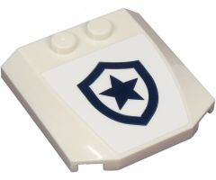 Wedge 4 x 4 x 2/3 Triple Curved with Dark Blue Police Star Badge on White Background Pattern (Sticker) - Set 60273