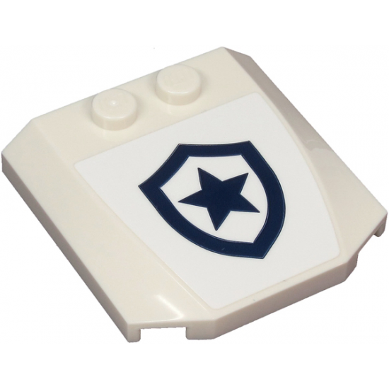 Wedge 4 x 4 x 2/3 Triple Curved with Dark Blue Police Star Badge on White Background Pattern (Sticker) - Set 60273