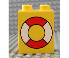 Duplo, Brick 1 x 2 x 2 with Life Preserver Pattern