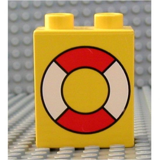 Duplo, Brick 1 x 2 x 2 with Life Preserver Pattern