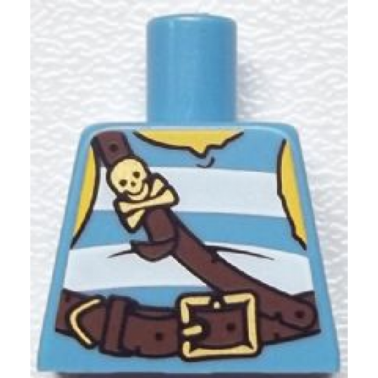 Torso Pirate Stripes White with Leather Straps with Skull and Crossbones Pattern