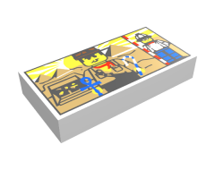 Tile 1 x 2 with Minifigure and Pyramids Pattern