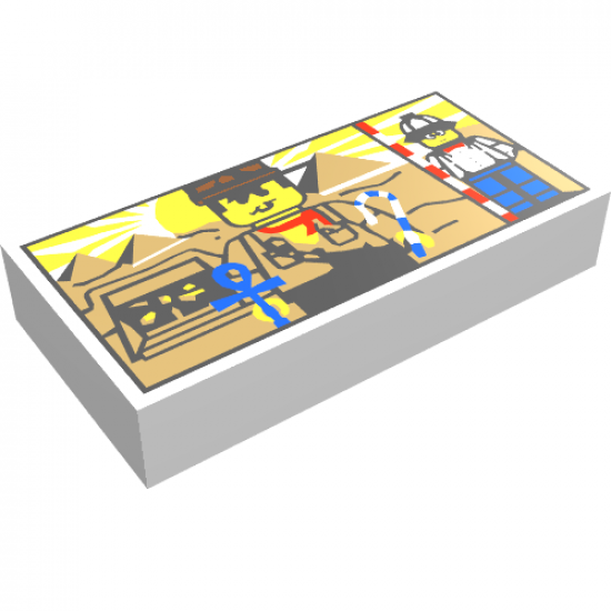 Tile 1 x 2 with Minifigure and Pyramids Pattern