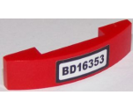 Slope, Curved 4 x 1 Double with Black 'BD16353' License Plate Pattern (Sticker) - Set 60119