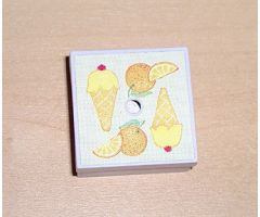 Container Box 3.5 x 3.5 x 1.3 with Hinged Lid with Oranges and Ice Cream Cones Pattern (Sticker) - Set 3108